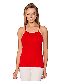 Gümüş 4023 Kadın Ribana ( Likralı ) İp Askı Düz Biye Atlet Kırmızı