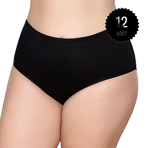 Gümüş 3041 Kadın Yüksek Bel Ribana Bato Külot Siyah 12 li Paket