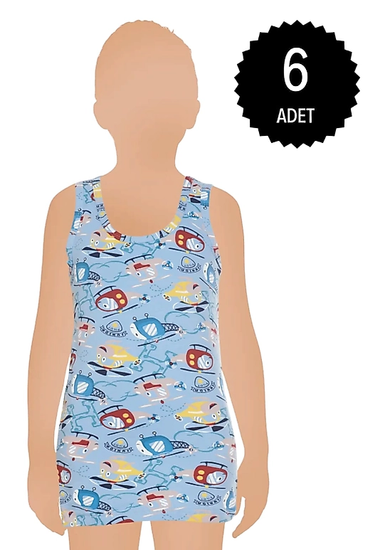 Gümüş 3088 Erkek Çocuk Likralı Empirme Atlet Karışık 6 lı Paket