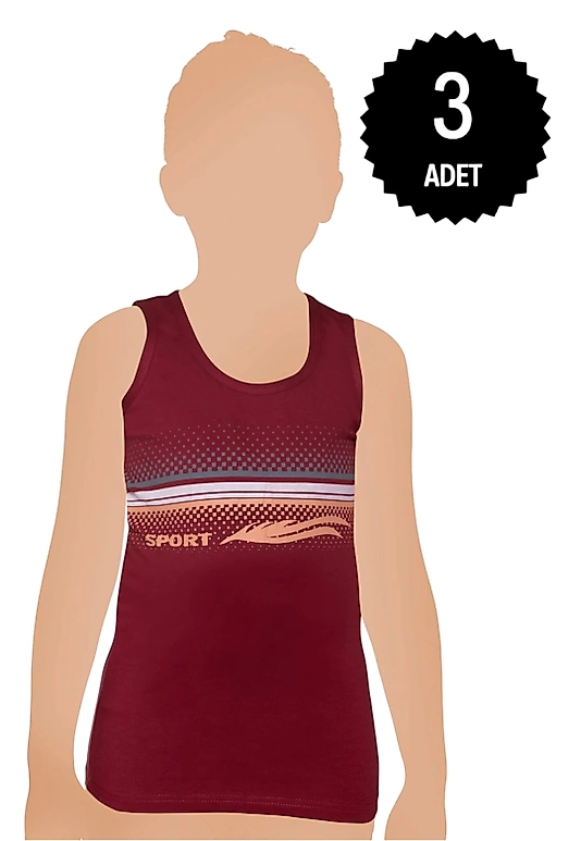 Gümüş 3109 Erkek Çocuk Likralı Baskılı Atlet Karışık 3 lü Paket