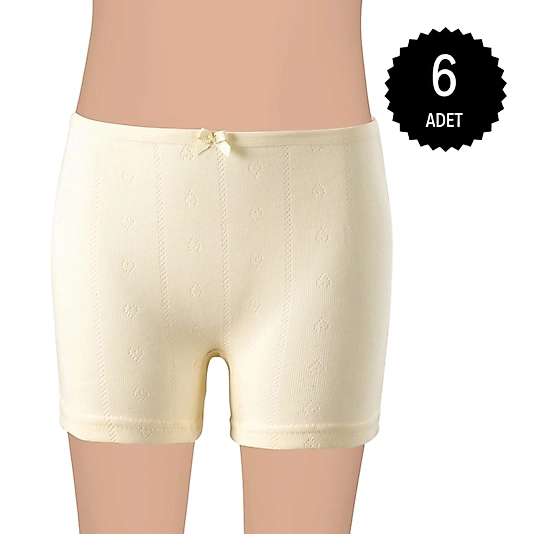 Gümüş 3113 Kız Çocuk Jakarlı Kalp Desenli Boxer Karışık 6 lı Paket