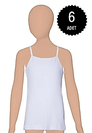 Gümüş 3062 Kız Çocuk Ribana İp Askılı Düz Biye Atlet 6 lı Paket