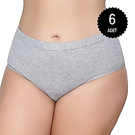 Gümüş 3041 Kadın Yüksek Bel Ribana Bato Külot Gri 6 lı Paket