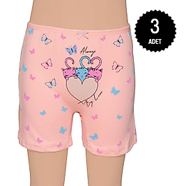 Gümüş 3069 Kız Çocuk Likralı Baskılı Boxer Karışık 3 lü Paket