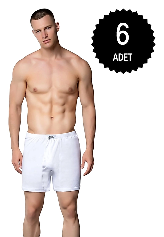 Gümüş 3057 Erkek Ribana (Likralı) Arjantin (Paçalı) Külot Beyaz 6 lı Paket