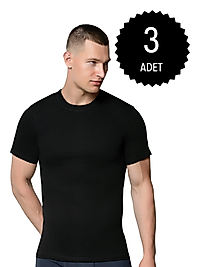 Gümüş 4008 Erkek Penye Renkli Sıfır Yaka Atlet Siyah 3 lü Paket