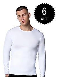 Gümüş 4022 Erkek Likralı Uzun Kol Fanila Atlet Beyaz 6 lı Paket