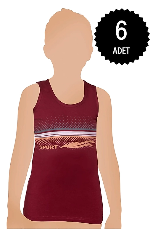 Gümüş 3109 Erkek Çocuk Likralı Baskılı Atlet Karışık 6 lı Paket