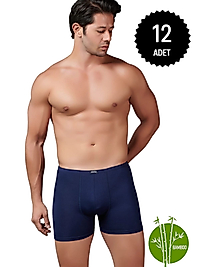 Gümüş İç Giyim 8007 Bambu İnce Bel Elastan Boxer 12 li Paket