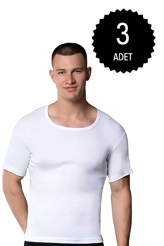 Gümüş 3004 Erkek Ribana Bisiklet Yaka Atlet Beyaz 3 lü Paket