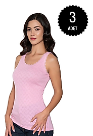 Gümüş 3081 Kadın Jakarlı Geniş Askı Atlet Pembe 3 lü Paket