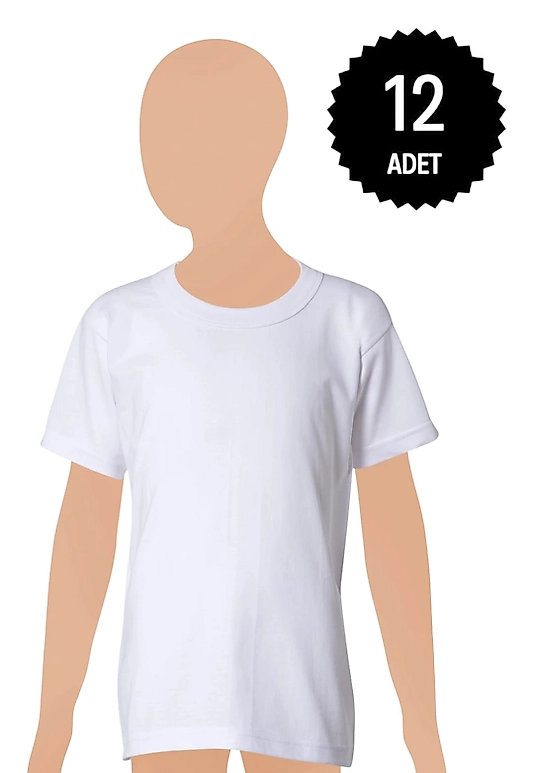 Gümüş 3022 Erkek Çocuk Penye Sıfır Yaka Atlet 12 li Paket