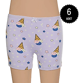 Gümüş 3072 Kız Çocuk Likralı Empirme Boxer Karışık 6 lı Paket