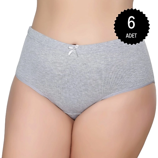 Gümüş 3092 Kadın Yüksek Bel Çizgili ( Fitilli ) Bato Külot Gri 6 lı Paket