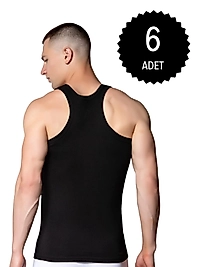 Gümüş 4019 Ribana (likralı) Erkek Arkası Çapraz Atlet Siyah 6 lı Paket