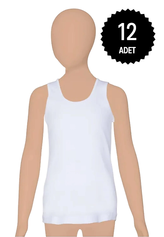 Gümüş 3063 Kız Çocuk Ribana Geniş Askılı Düz Biye Atlet 12 li Paket904