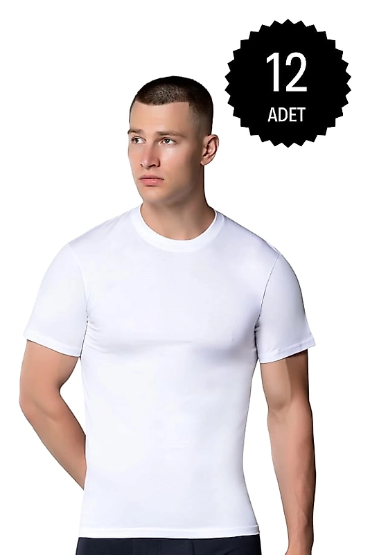 Gümüş 3005 Erkek Sıfır Yaka Atlet Beyaz 12 li Paket
