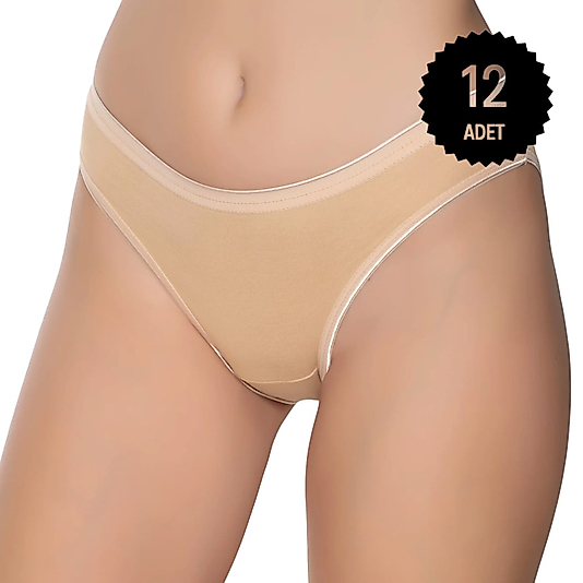 Gümüş 6051 Kadın Likralı İnce Bel İz Yapmaz Bikini Karışık 12 li Paket