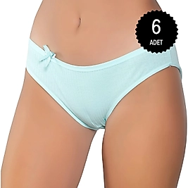 Gümüş 6095 Kadın Ribana İnce Bel Çizgili Bikini Külot Karışık 6 lı Paket