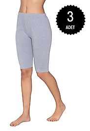 Gümüş 4032 Kadın Likralı Kısa Tayt Gri 3 lü Paket