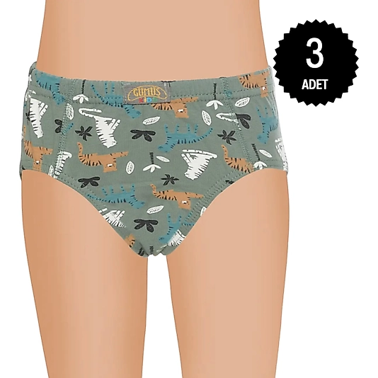 Gümüş 3090 Erkek Çocuk Likralı Empirme Slip Külot Karışık 3 lü Paket