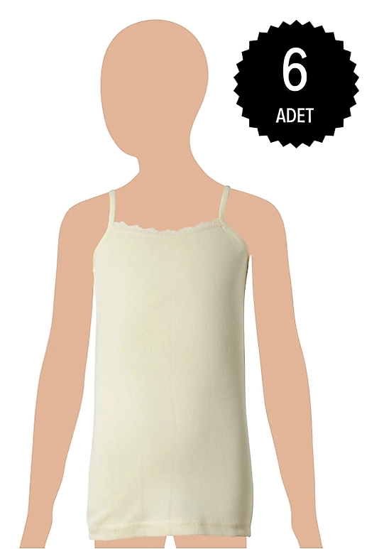 Gümüş 3086 Kız Çocuk İp Askılı Jakarlı Atlet Karışık 6 lı Paket