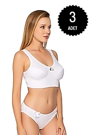 Gümüş 3049 Kadın Penye Yarım Atlet Body Sütyen Beyaz 3 lü Paket
