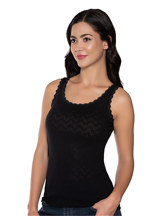 Gümüş 3081 Kadın Jakarlı Geniş Askı Atlet Siyah