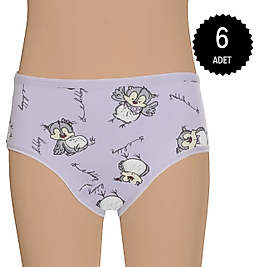 Gümüş 3071 Kız Çocuk Likralı Empirme Slip Külot Karışık 6 lı Paket