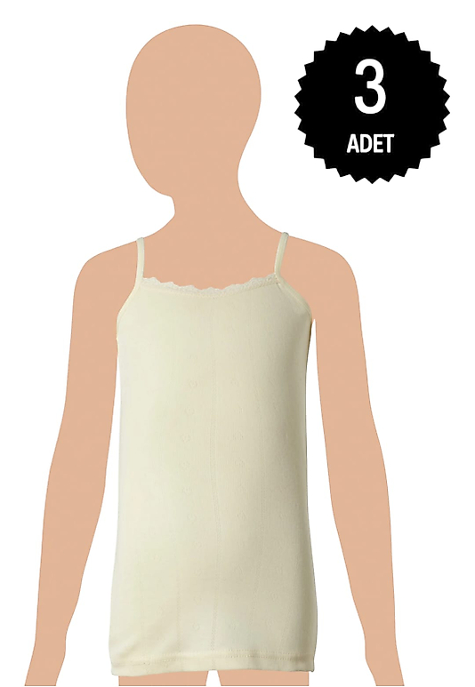 Gümüş 3086 Kız Çocuk İp Askılı Jakarlı Atlet Karışık 3 lü Paket