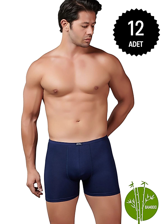 Gümüş İç Giyim 8007 Bambu İnce Bel Elastan Boxer 12 li Paket