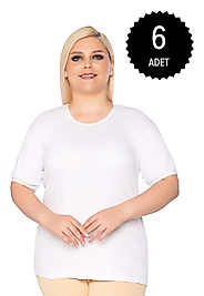 Gümüş 3013 Kadın Ribana ( Likralı ) Kollu Kaşkorse Anne Atlet Beyaz 6 lı Paket