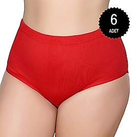 Gümüş 3041 Kadın Yüksek Bel Ribana Bato Külot Kırmızı 6 lı Paket