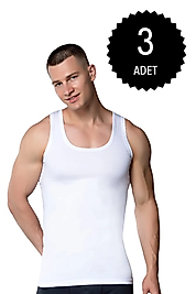 Gümüş 3001 Erkek Penye Askılı Atlet Beyaz 3 lü Paket