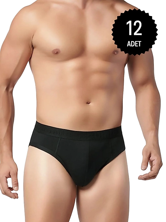 Gümüş İç Giyim 7008 Erkek Modal Kemerli Slip Külot Siyah 12 Li Paket