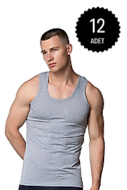 Gümüş 4003 Penye Erkek Askılı Düz Atlet Gri 12 li Paket