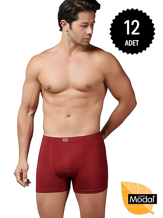 Gümüş İç Giyim 7009 Modal Elastan Boxer 12 li Paket