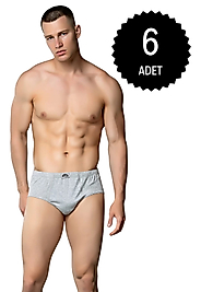 Gümüş 4014 Erkek Penye Kom Slip Külot Gri 6 lı Paket