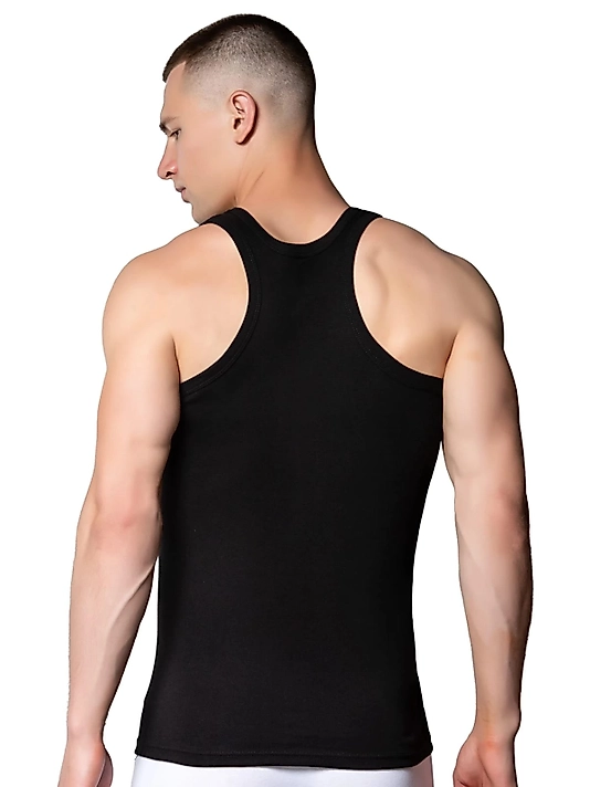 Gümüş 4019 Ribana (likralı) Erkek Arkası Çapraz Atlet Siyah