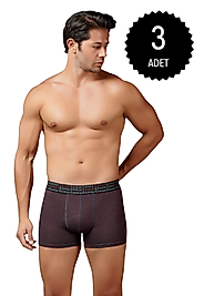 Gümüş 3114 Erkek Likralı Çizgili Boxer Antrasit 3 lü Paket