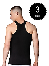 Gümüş 4019 Ribana (likralı) Erkek Arkası Çapraz Atlet Siyah 3 lü Paket