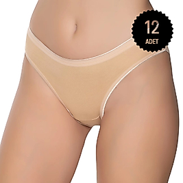 Gümüş 6051 Kadın Likralı İnce Bel İz Yapmaz Bikini Karışık 12 li Paket