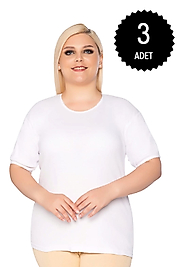 Gümüş 3013 Kadın Ribana ( Likralı ) Kollu Kaşkorse Anne Atlet Beyaz 3 lü Paket