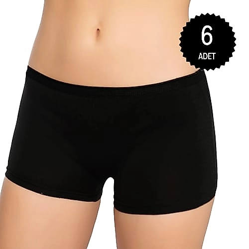 Gümüş 3016 Kadın Likralı Boxer Siyah 6 lı Paket