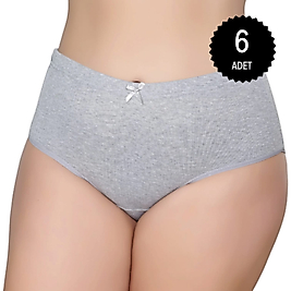 Gümüş 3092 Kadın Yüksek Bel Çizgili ( Fitilli ) Bato Külot Gri 6 lı Paket