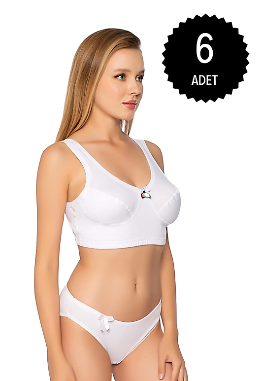 Gümüş 3049 Kadın Penye Yarım Atlet Body Sütyen Beyaz 6 lı Paket