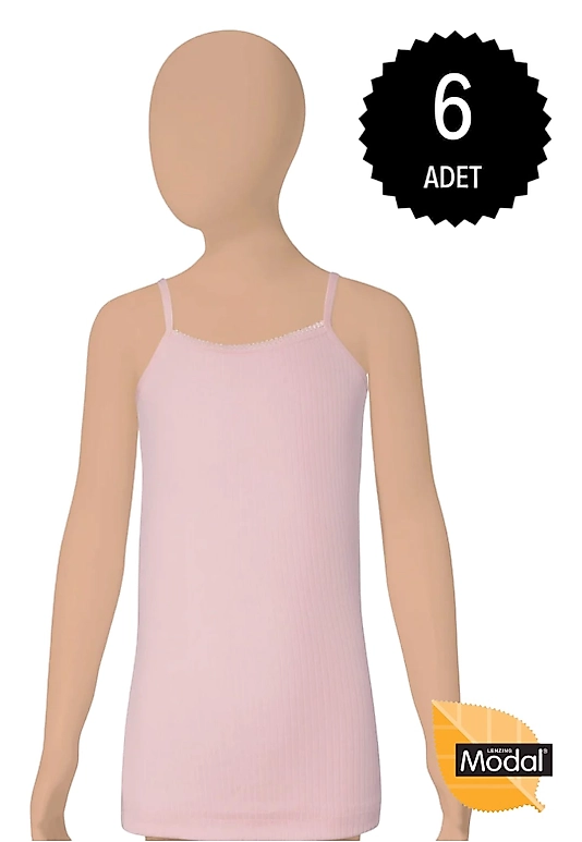 Gümüş 7015 Kız Çocuk Modal Elastan İp Askı Atlet Karışık 6 lı Paket