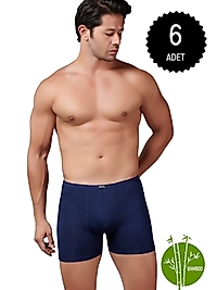 Gümüş İç Giyim 8007 Bambu İnce Bel Elastan Boxer 6 lı Paket
