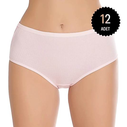 Gümüş 7014 Kadın Modal Elastan Fitilli Yüksek Bel Bato Külot Karışık 12 li Paket