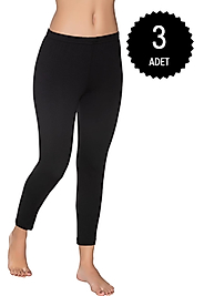 Gümüş 3103 Kadın Likralı Düz Uzun Tayt Siyah 3 lü Paket